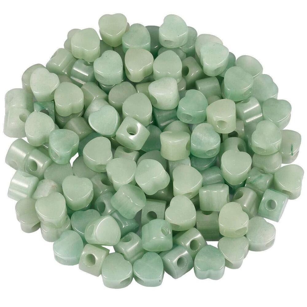 8880 Green Aventurine Heart Shape Large Hole Loose European Bead fits Charm